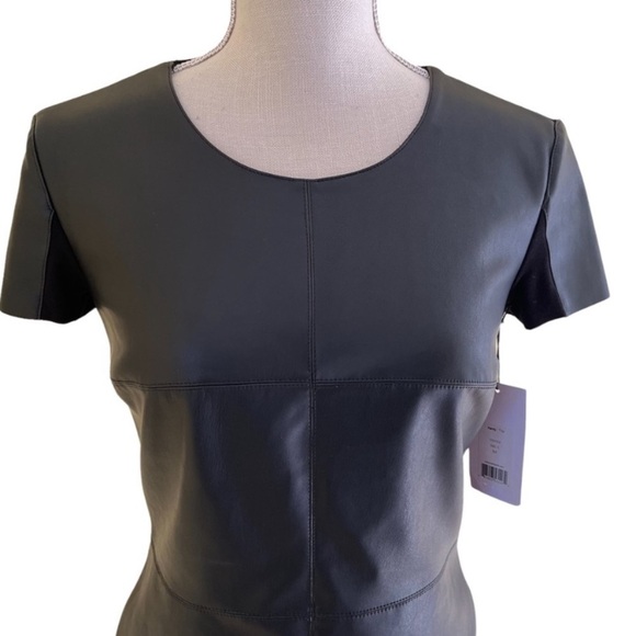 Bailey 44 New Women’s Small Hardy Black Faux-Leather Front Tee Anthropologie NWT - Picture 6 of 13